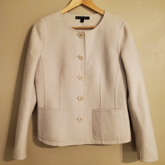 LAFAYETTE 148 NEW YORK Alabaster | Wool Angora Career Wear Blazer Jacket Women 8 - Picture 1 of 12